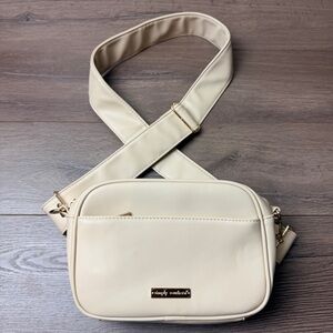 NWOT Simply Southern Cream Adjustable Wide-Strap Crossbody Bag Gold PU Leather